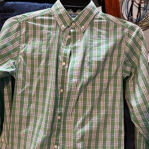Izod Boys Green and White Plaid Shirt